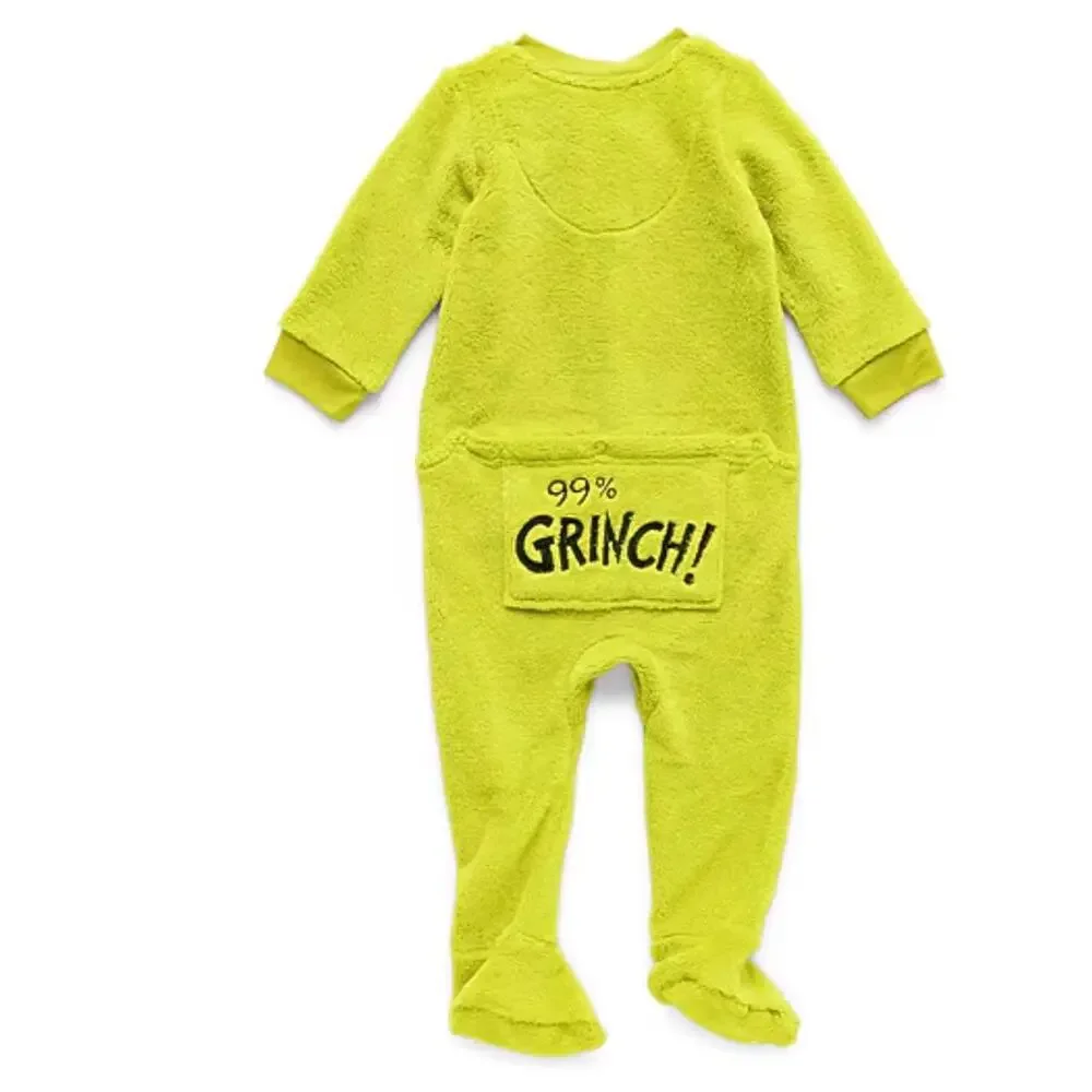 NEW! 6M Dr. Seuss Grinch Unisex Union Suit Matching Family Footed Pajamas